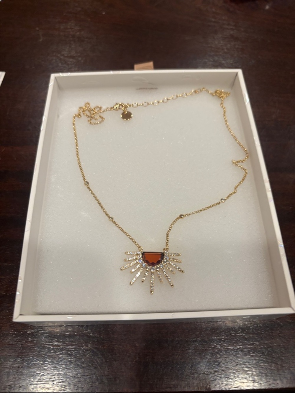 Jan 26: Garnet and Gold Sunburst Necklace